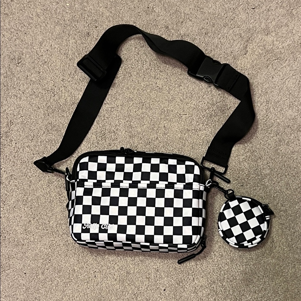 Hello Clio Kindle Checkered Crossbody Bag with Coin Pouch